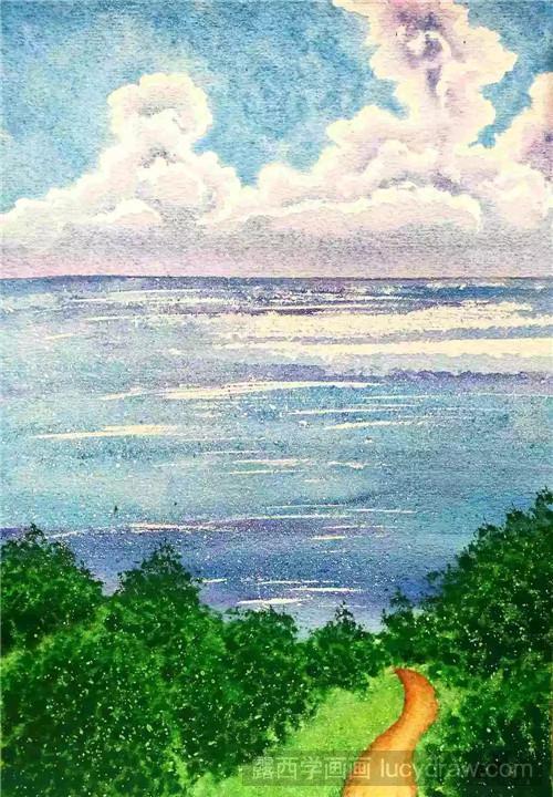 一组苍山洱海水彩风景画