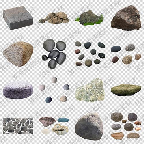石头石块山岩鹅卵鹅卵石png格式免抠元素透明设计素材