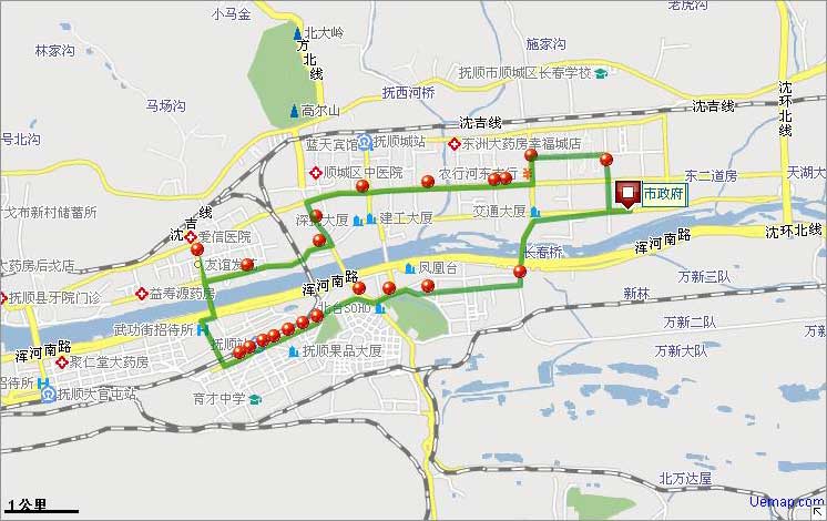 抚顺808路公交线路图
