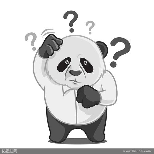 满头问号的老熊猫动物矢量素材