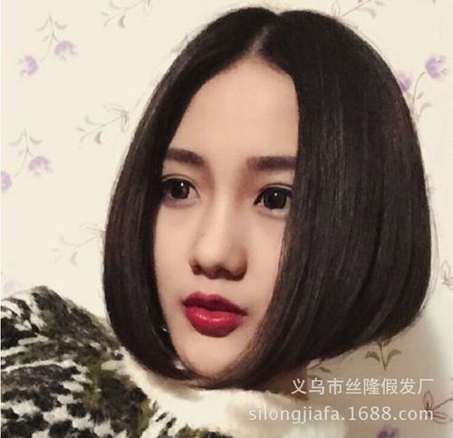 韩国女生假发女中分短发直发bobo头齐刘海波波头短卷发假发批发