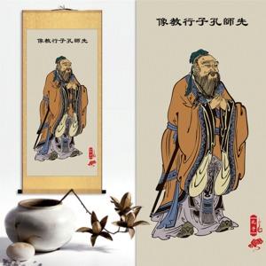 古代圣人像孔子老子庄子墨子屈原商鞅孙子圣贤画像挂画学校装饰画