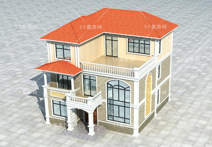 12x13米农村两层半带露台自建房屋设计图简单大气漂亮