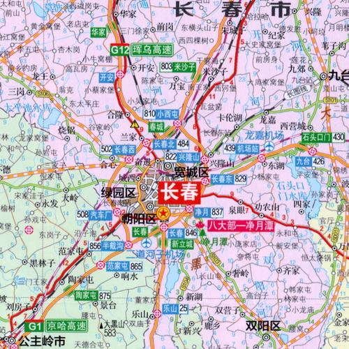 市地图 景点详细到乡镇 高速国道名称及里程 防水覆膜撕不烂 长春城区