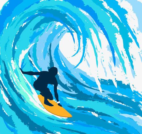 冲浪简笔画人物