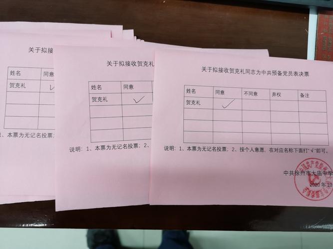徐州市大庙中学党支部召开预备党员接收表决大会