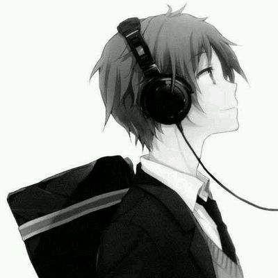 耳机 黑白 头像卡通