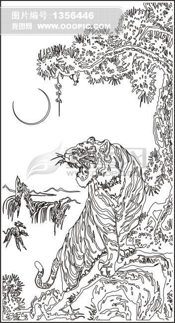 猛虎下山简笔画黑白