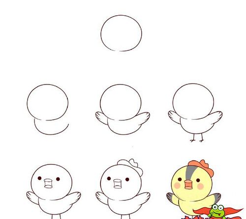 小鸡简笔画图片彩色,可爱小鸡怎么画