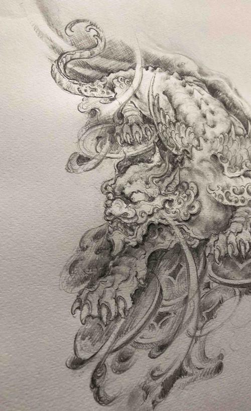 招财貔貅手稿——由龙设计