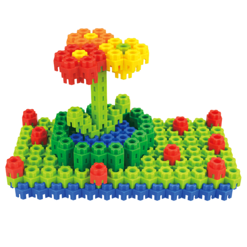 儿童积木塑料玩具3-6周岁益智女男孩子4-5岁宝宝拼装拼插六角积木