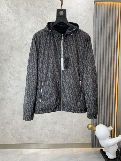 秋冬款迪奥dior ityor老花字母满印双面夹克男装休闲风衣连帽外套
