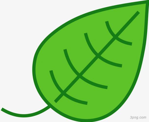 一片绿色叶子png素材透明免抠图片卡通手绘