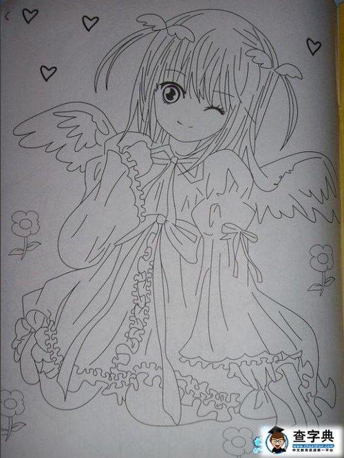 天使美少女动漫简笔画