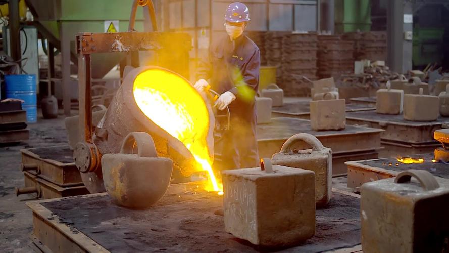 实拍铸造倒铁水铁厂