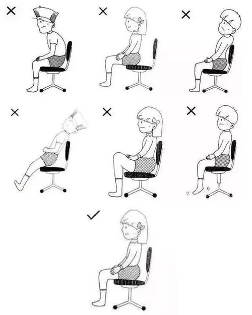 2,站姿与坐姿要端正,不要驼背.