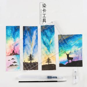 【创意染卡工具包】亚克力板彩墨书签手绘新手上墨工具套装滴管