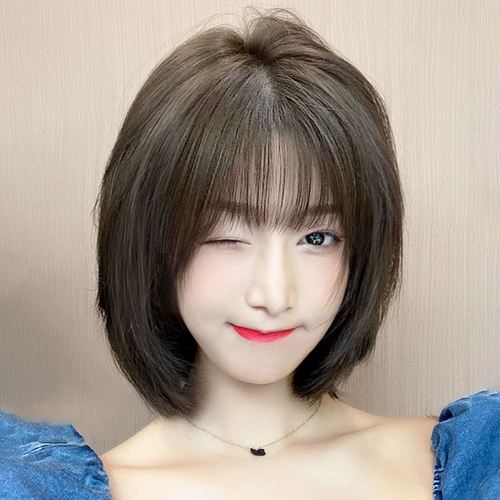 2020圆脸中短发新款,2020减龄短发洋气 l假发中短发女层次锁骨发真发全真人发自然圆脸波波头