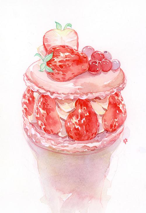 甜食食物 甜点下午茶 甜品控 插图插画 涂鸦绘图 水粉彩铅 手帐素材