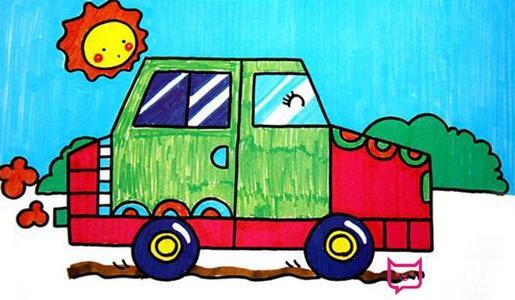 彩色汽车卡通简笔画