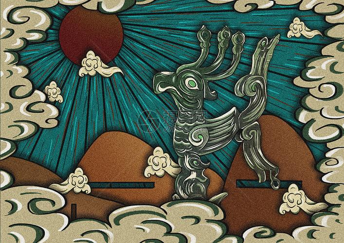 三星堆考古文物太阳鸟