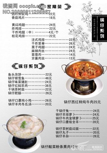 酒店饭馆菜单菜谱单页画册 ——锅仔篇