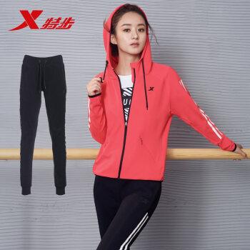 特步运动裤女装春春季新款柔软舒适针织综训健身长裤子赵丽颖同款 黑