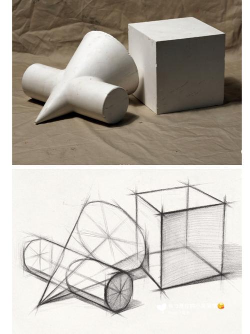 素描几何体组合教程_素描_教程_素描入门_文化_绘画