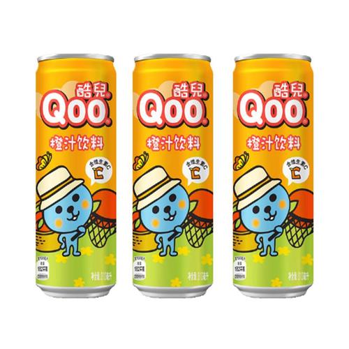 可口可乐乐美汁源酷儿橙汁汽水310mlx24易拉罐整箱果味