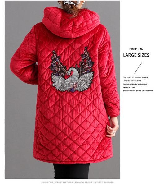 加绒加厚工作服冬装罩衣保暖棉衣女中老年人外套中长款棉袄妈妈装