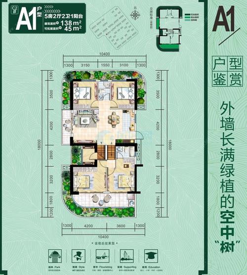 中鼎智慧森林城a1户型 五房 建面138平米