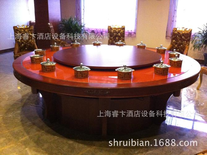 批发电动转盘小火锅餐桌 电动餐桌实木火锅桌 功能餐台