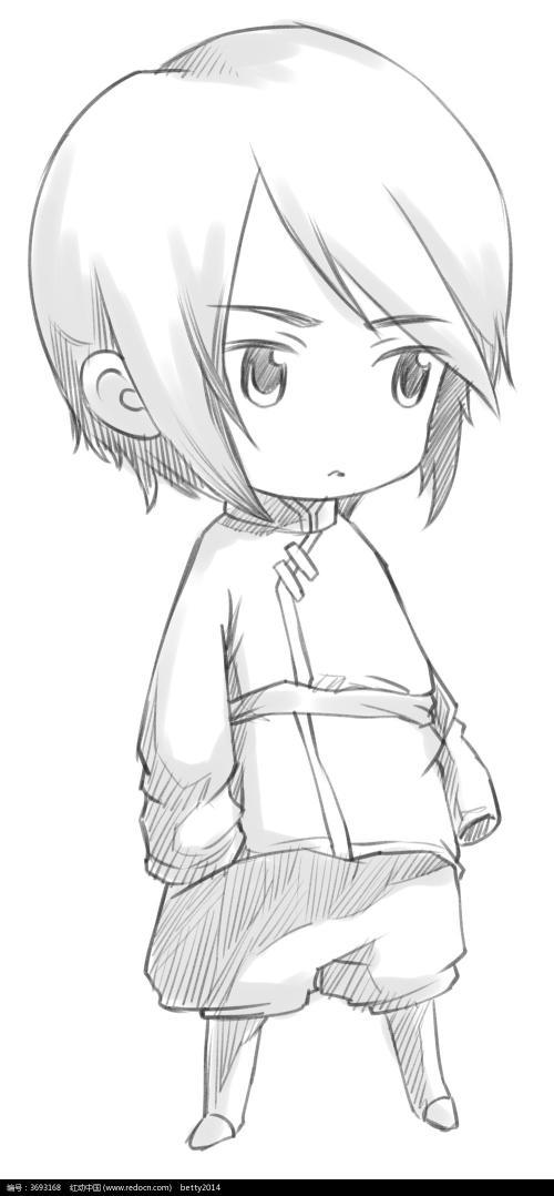 动漫画男孩简笔画