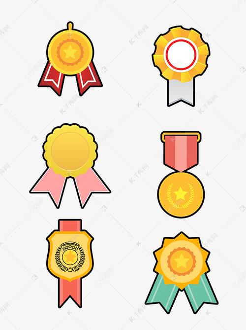 荣誉元素勋章奖牌金色元素设计