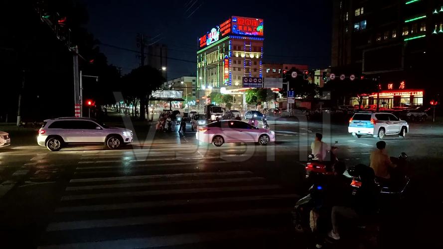城市交通路口夜景延时
