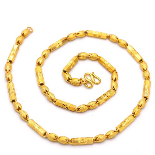 六角橄榄珠项链男士霸王金项链黄铜镀金项链842660