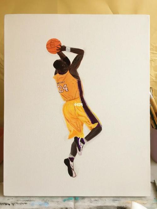 手绘丙烯画-科比_丙烯画_手绘_科比_装饰画_人文_绘画