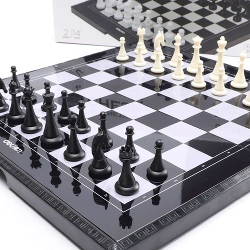 得力磁性国际象棋折叠棋盘初学成人儿童学生学生大国际象棋