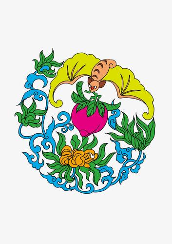 关键词 : 蝙蝠,寿桃,菊花,矢量