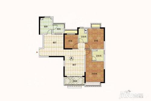 六安恒大御景湾a户型户型图_首付金额_3室2厅2卫_118.41平米 - 吉屋网