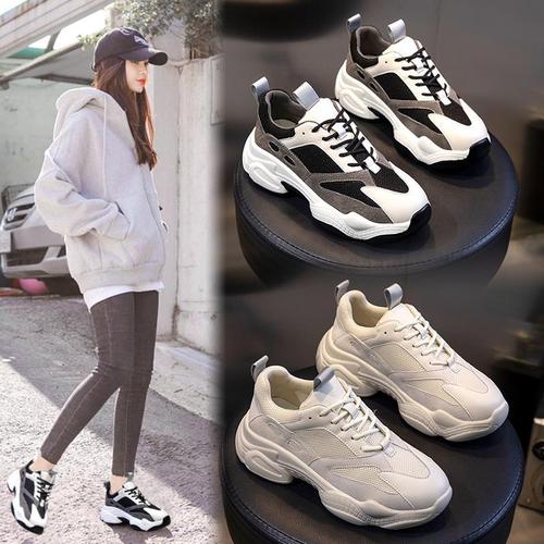 热风京奢refengjingshe老爹鞋女潮春秋季百搭透气超火网红学生厚底