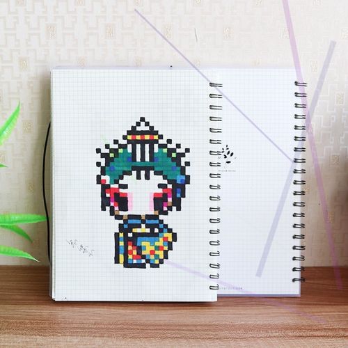 美术方格本女网格本手绘画画像素画可爱学生画图本