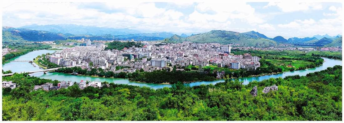 恭城县城鸟瞰图