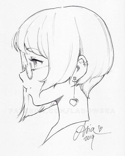 动漫少女黑白线稿素材,34张动漫人物线稿图,初学者