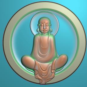 灰度图bmp浮雕图jdp精雕图电脑雕刻图 圆牌和尚悟道佛s1