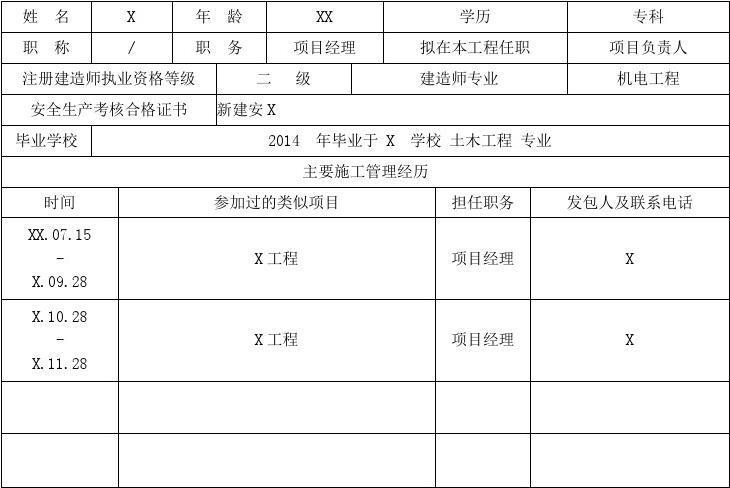项目经理简历