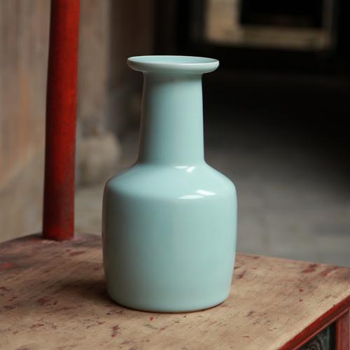 叶芳强纸槌瓶龙泉青瓷摆件花瓶高档古典中式南宋官窑