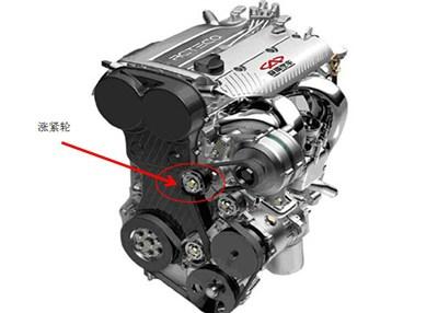 的皮带,涨紧轮的作用就来了,因为奇瑞的484f发动机的涨紧轮是自调节的