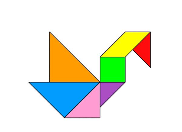 简单的天鹅七巧板拼图图案 天鹅七巧板怎么拼出来?