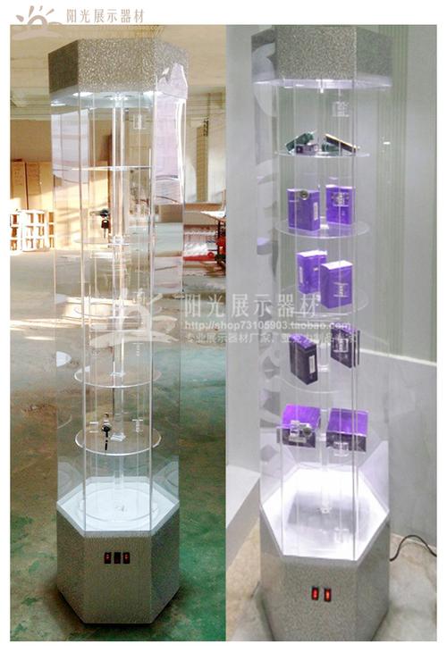 精品牙科口腔模型旋转展示柜玻璃亚克力化妆品手办玩具样品陈列柜